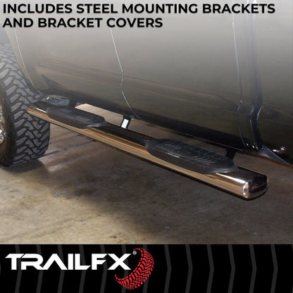 TrailFX 6" Oval Straight Step Bar For Toyota Tacoma Double- Stainless (A8215S)