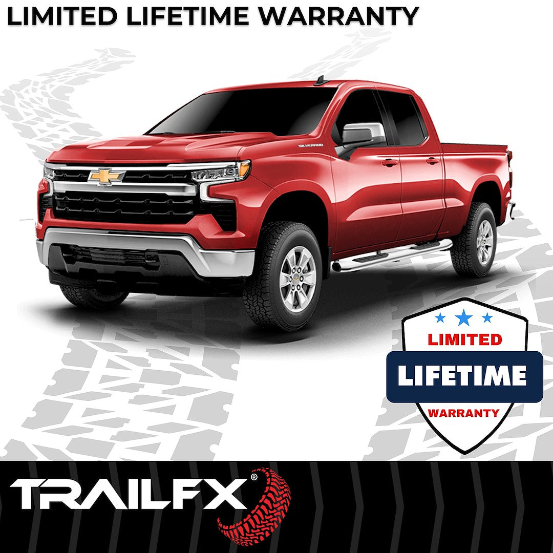 TrailFX 5" Oval Bent Step Bar For GM Silverado/Sierra Extended-Stainless (A7090S)