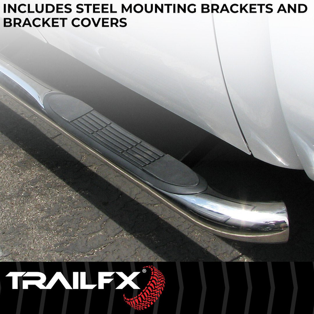TrailFX 3" Round Step Bar For GM Silverado/Sierra Standard- Stainless (A0029S)