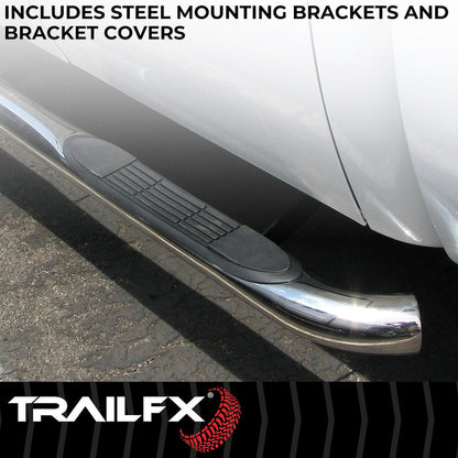 TrailFX 3" Round Step Bar For GM Silverado/Sierra Standard- Stainless (A0029S)