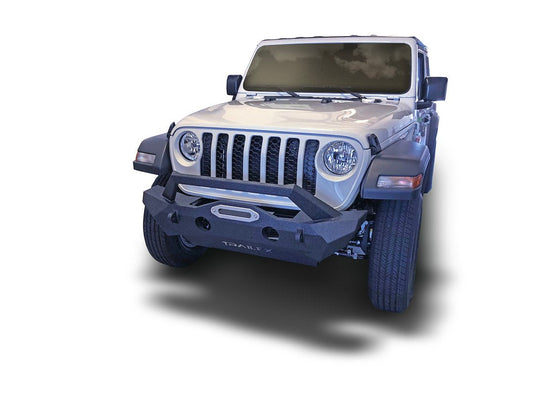 TrailFX Stubby Front Bumper with Skid Plate and Winch Mount For Jeep Wrangler JL/Gladiator (JL08T)