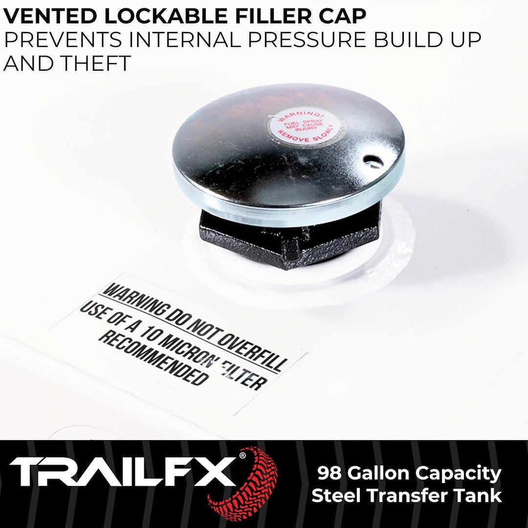 TrailFX 98 Gallon Steel Liquid Transfer Rectangle Tank-White (21098SW)