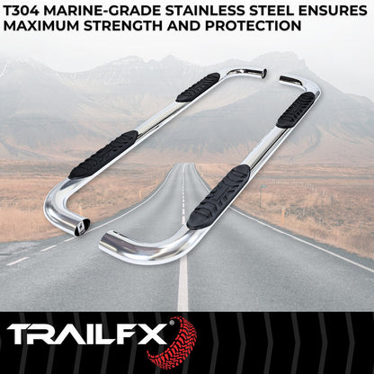 TrailFX 4" Oval Bent Step Bar For Ram 1500 Crew- Stainless (A1012S)