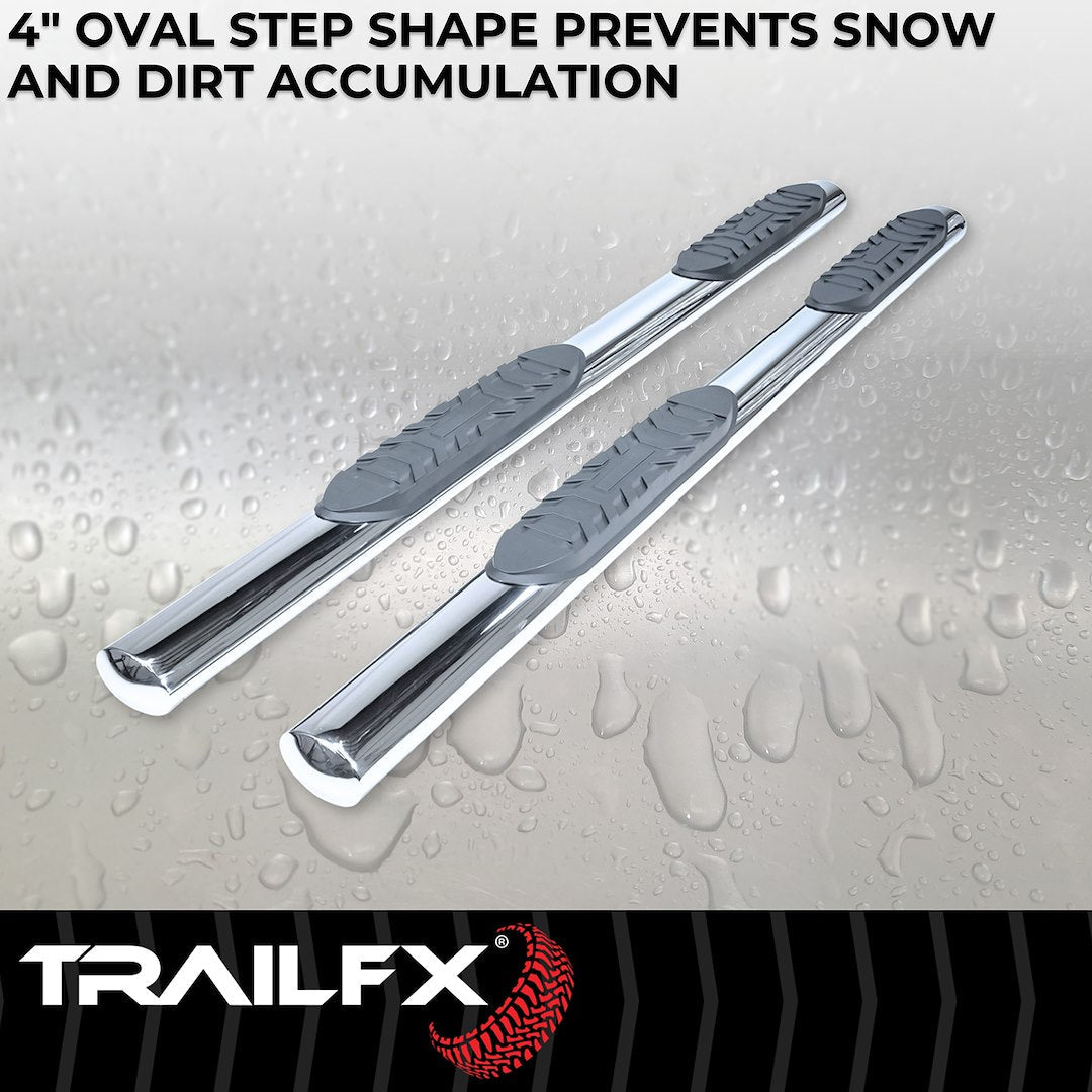 TrailFX 4" Oval Straight Step Bar For Ram 1500 Extended- Stainless (A1543S)