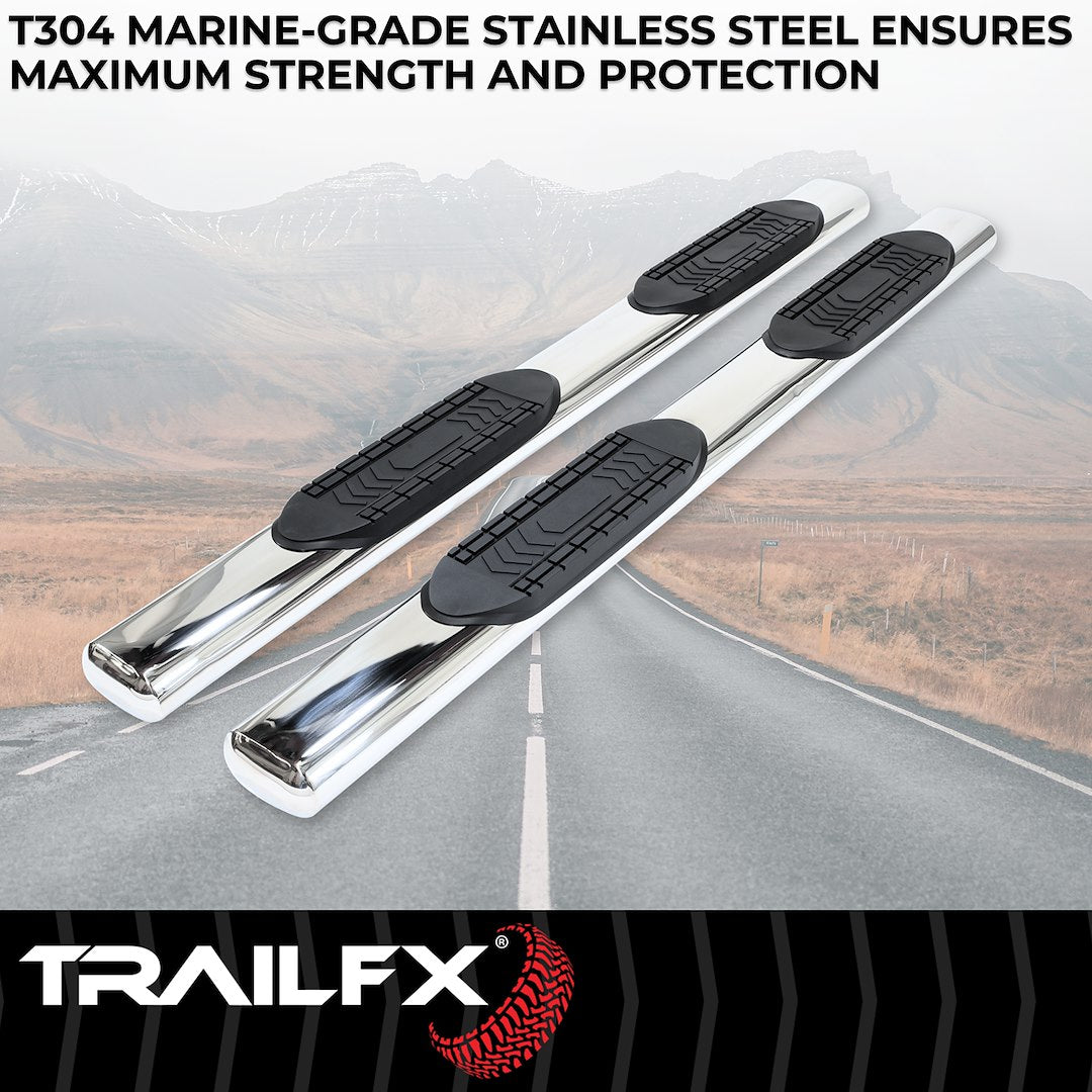TrailFX 6" Oval Straight Step Bar For Ford F250/350 Crew- Stainless (A8212S)