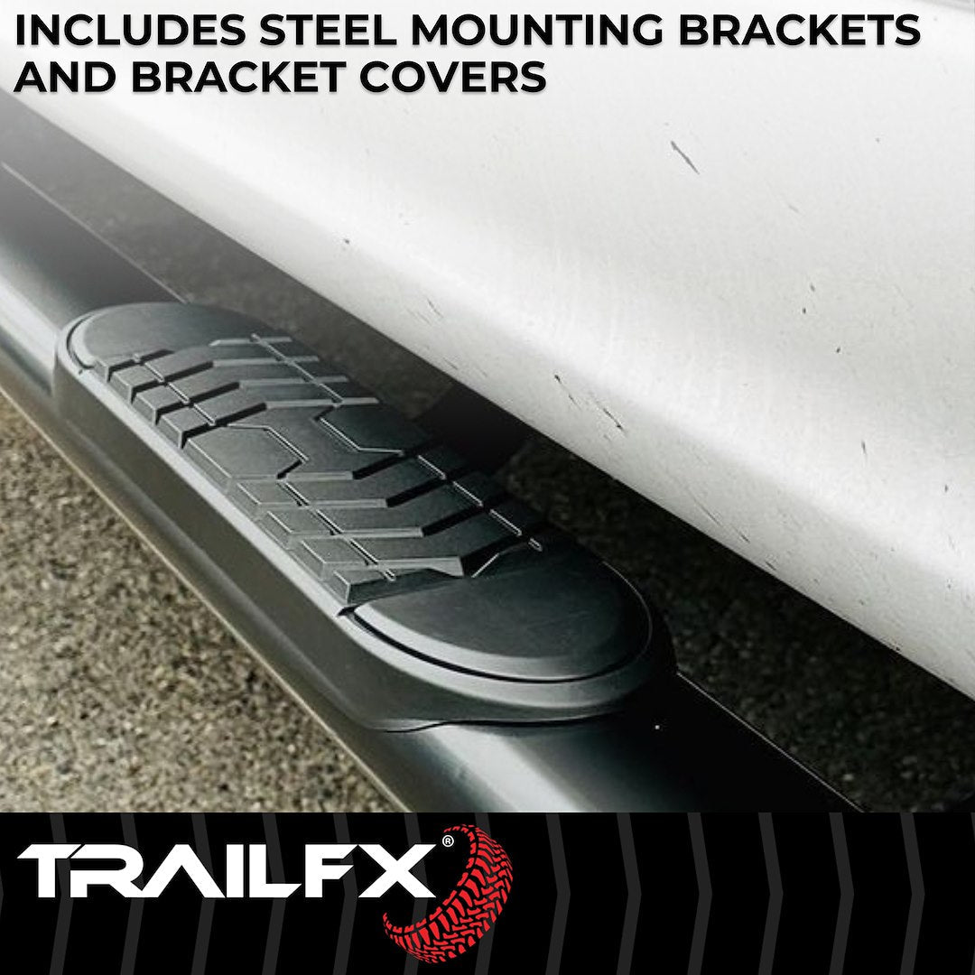 TrailFX 5" Oval Bent Step Bar For Ram 1500 Crew- Black (A7081B)
