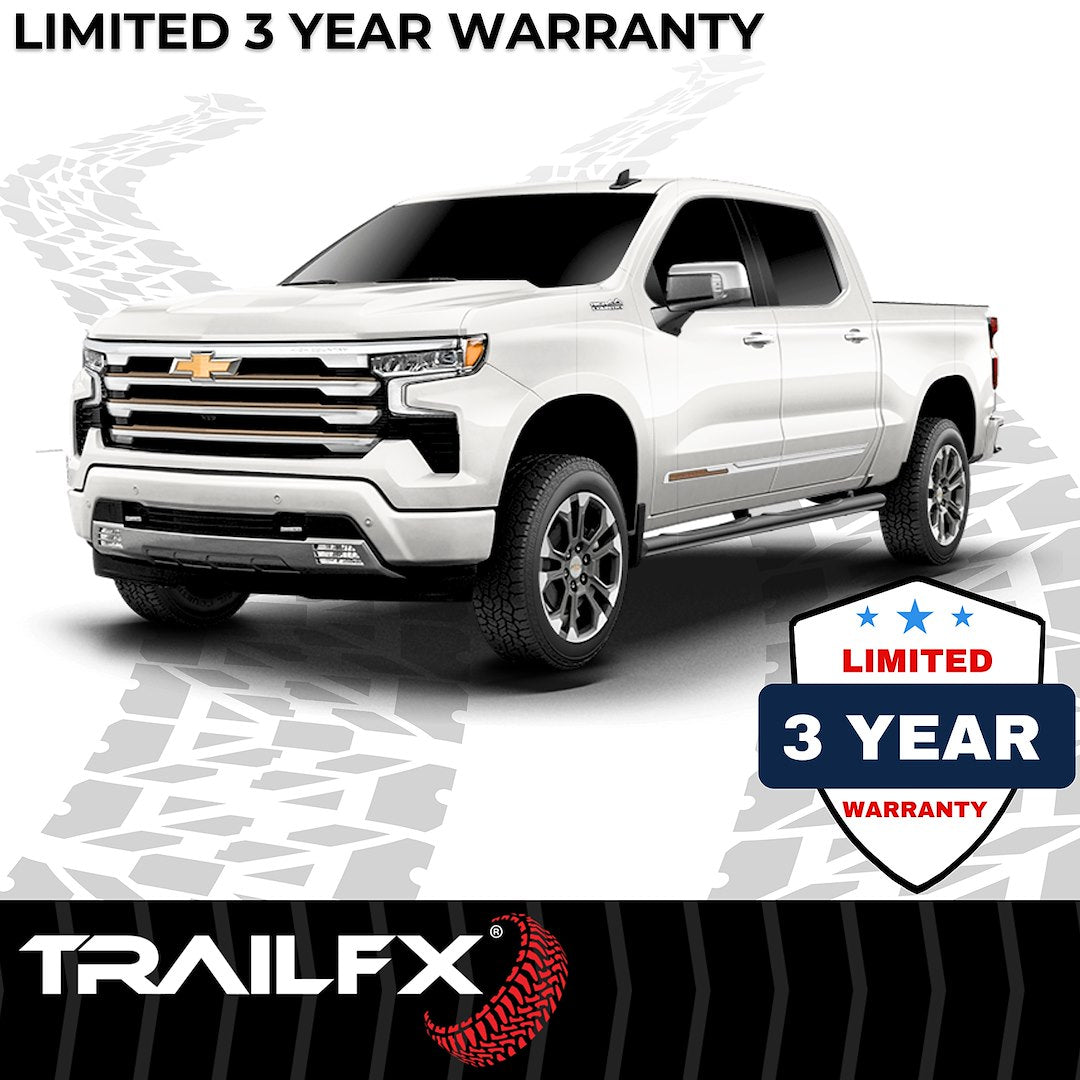 TrailFX 4" Oval Straight Step Bar For GM Silverado/Sierra Extended- Black (A1548B)