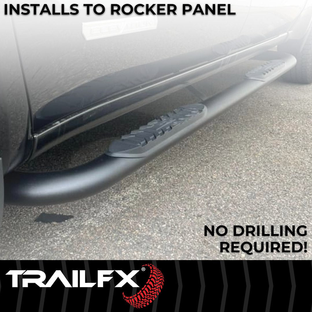 TrailFX 4" Oval Bent Step Bar For Jeep Gladiator-Black (A1017B)