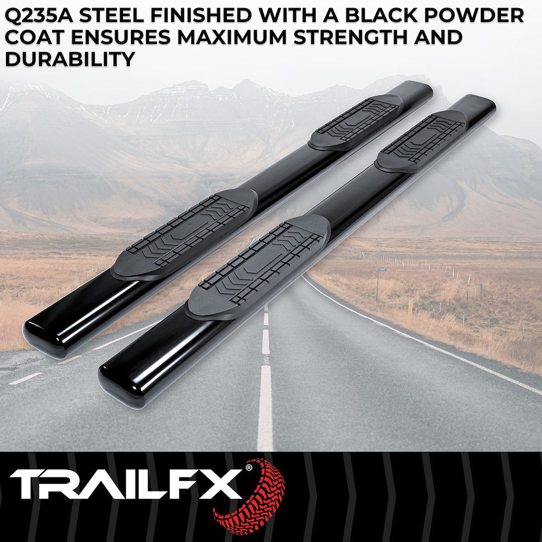 TrailFX 6" Oval Straight Step Bar For GM Silverado/Sierra Crew- Black (A8221B)