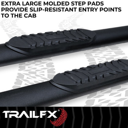 TrailFX 4" Oval Straight Step Bar For Ford Bronco 2 Dr- Black (A1556T)