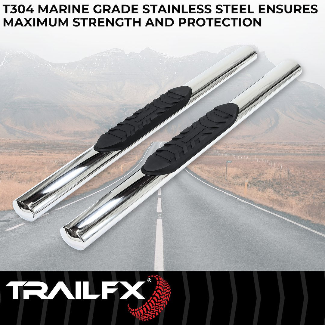 TrailFX 4" Oval Straight Step Bar For Jeep Wrangler JK 2 Dr- Stainless (A1511S)