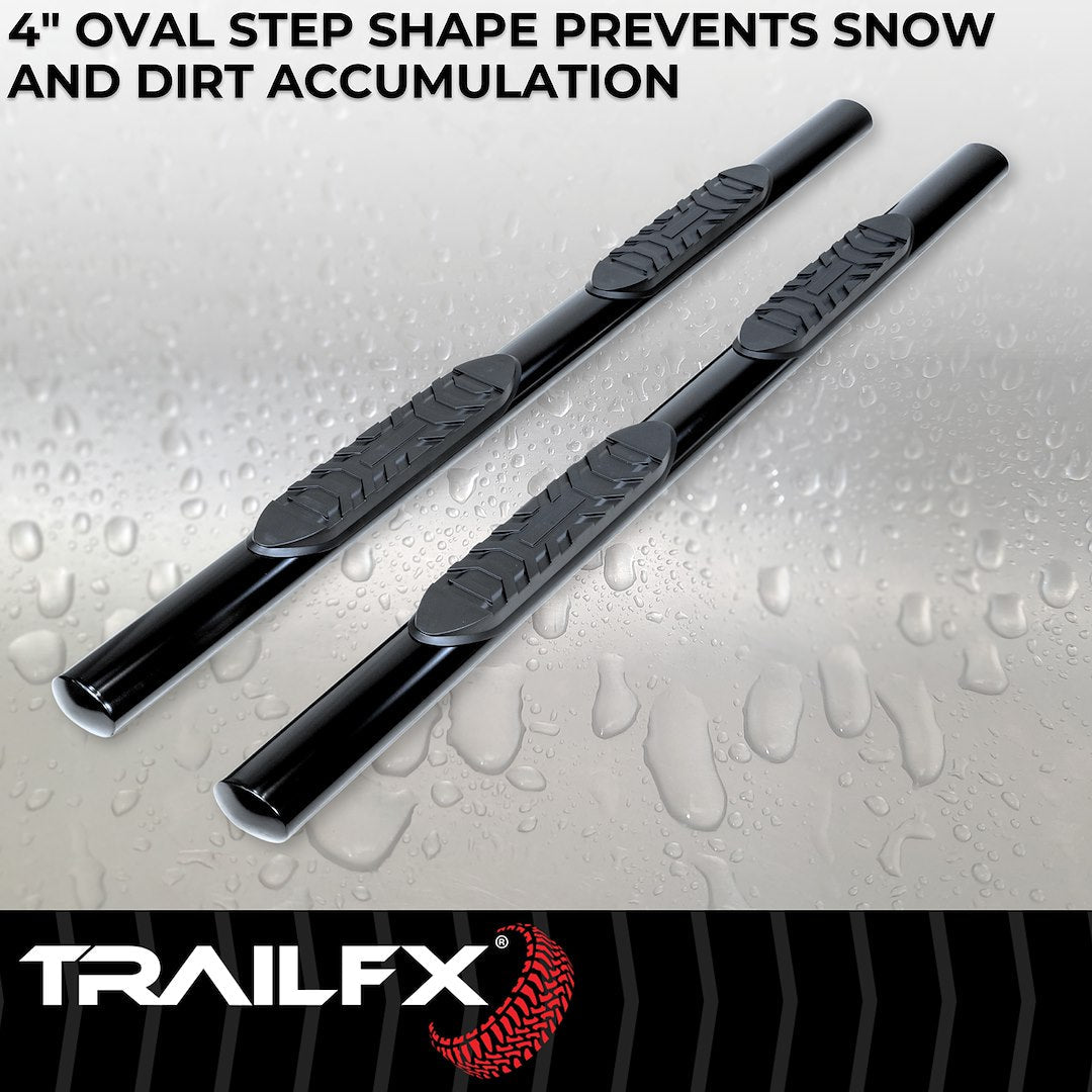 TrailFX 4" Oval Straight Step Bar For Toyota Tacoma Double- Black (2950522053)
