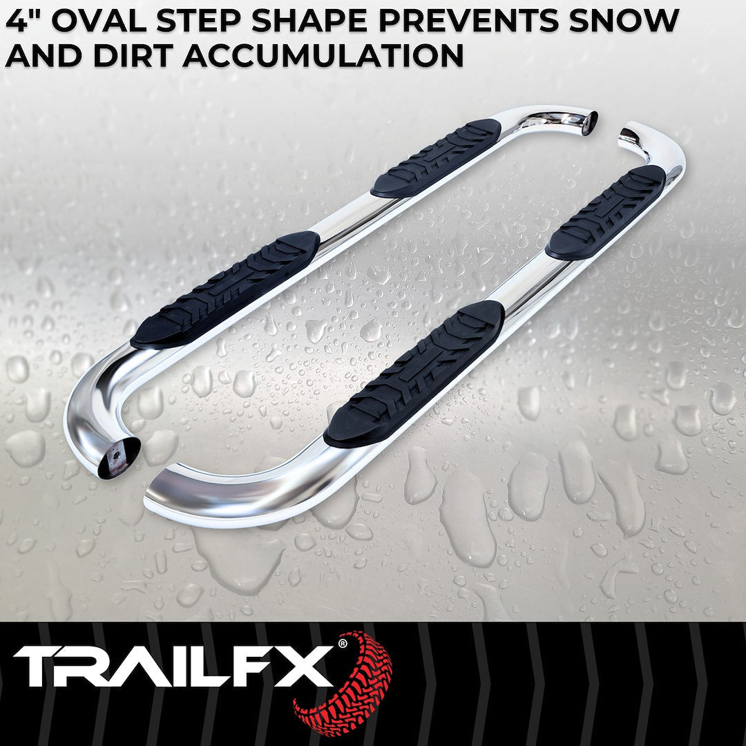 TrailFX 4" Oval Bent Step Bar For Toyota Tacoma Double- Stainless (A1009S)
