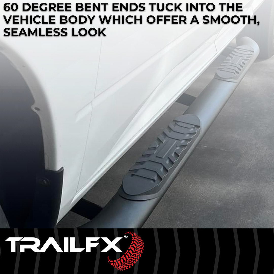 TrailFX 4" Oval Bent Step Bar For Ford F150-350 Crew-Black (A1005B)