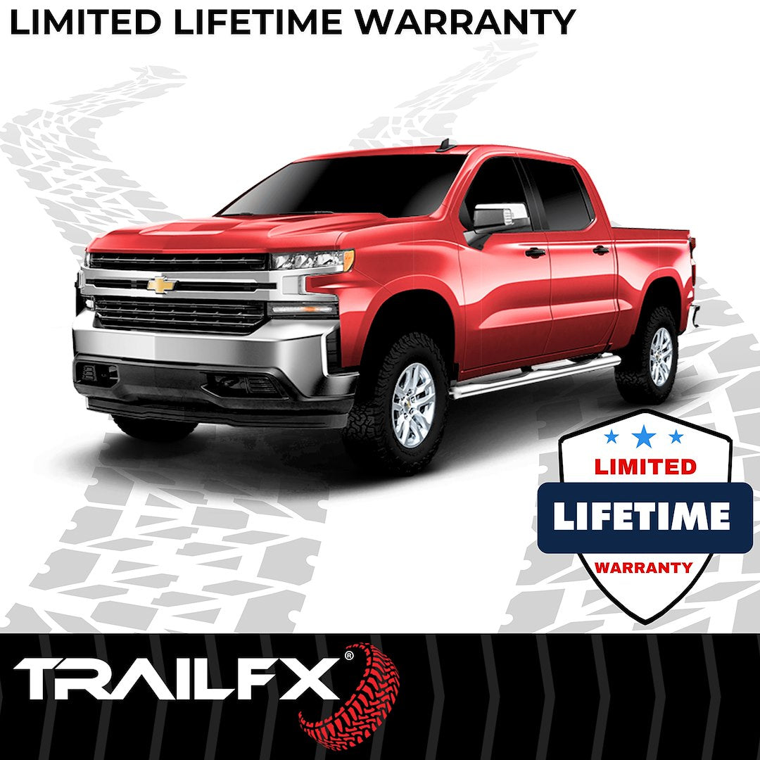 TrailFX 4" Oval Straight Step Bar For Ford F150-350 Standard- Stainless (A1530S)