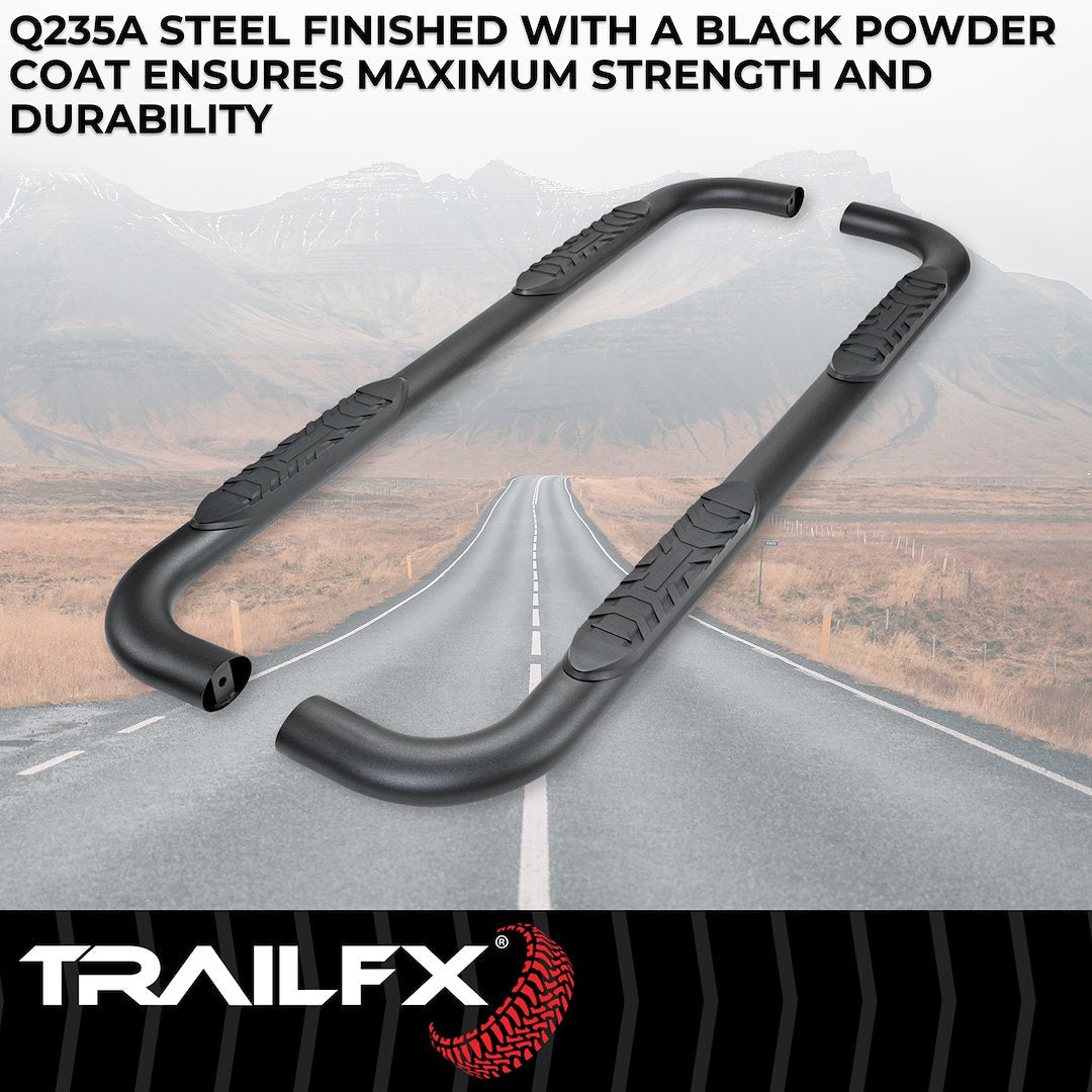 TrailFX 4" Oval Bent Step Bar For Ram 1500 Crew- Black (A1012B)