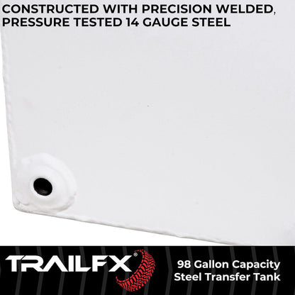 TrailFX 98 Gallon Steel Liquid Transfer Rectangle Tank-White (21098SW)
