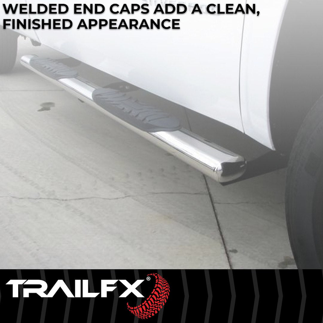 TrailFX 4" Oval Straight Step Bar For Toyota Tundra Double- Stainless (A1557S)