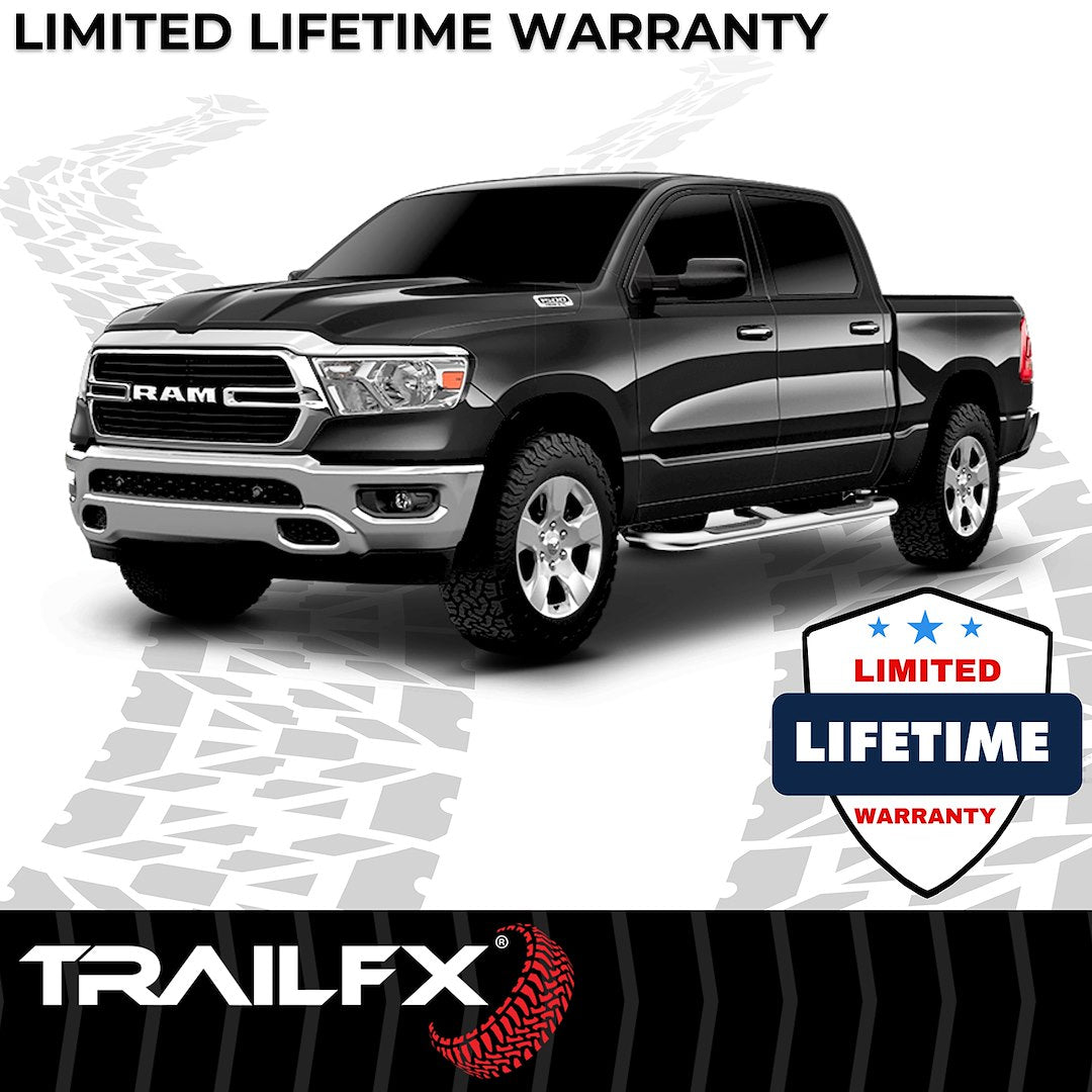 TrailFX 3" Round Step Bar For Ram 1500 Extended- Stainless (A0048S)