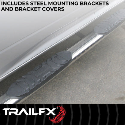 TrailFX 4" Oval Straight Step Bar For Nissan Frontier Crew- Stainless (2940413051)