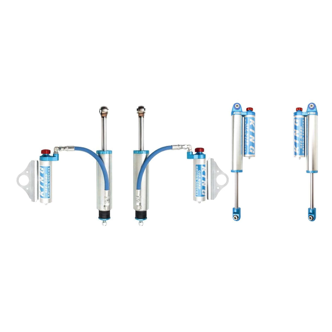 King Shocks 2.5 Performance w/ Remote Reservoir + Rear Reservoir Adjustable Shocks Set w/0-2.5" lift - 2000-2010 Chevrolet Silverado 2500 HD 4WD