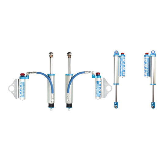 King Shocks 2.5 Performance w/ Remote Reservoir + Rear Reservoir Adjustable Shocks Set w/0-2.5" lift - 2000-2010 Chevrolet Silverado 2500 HD 4WD