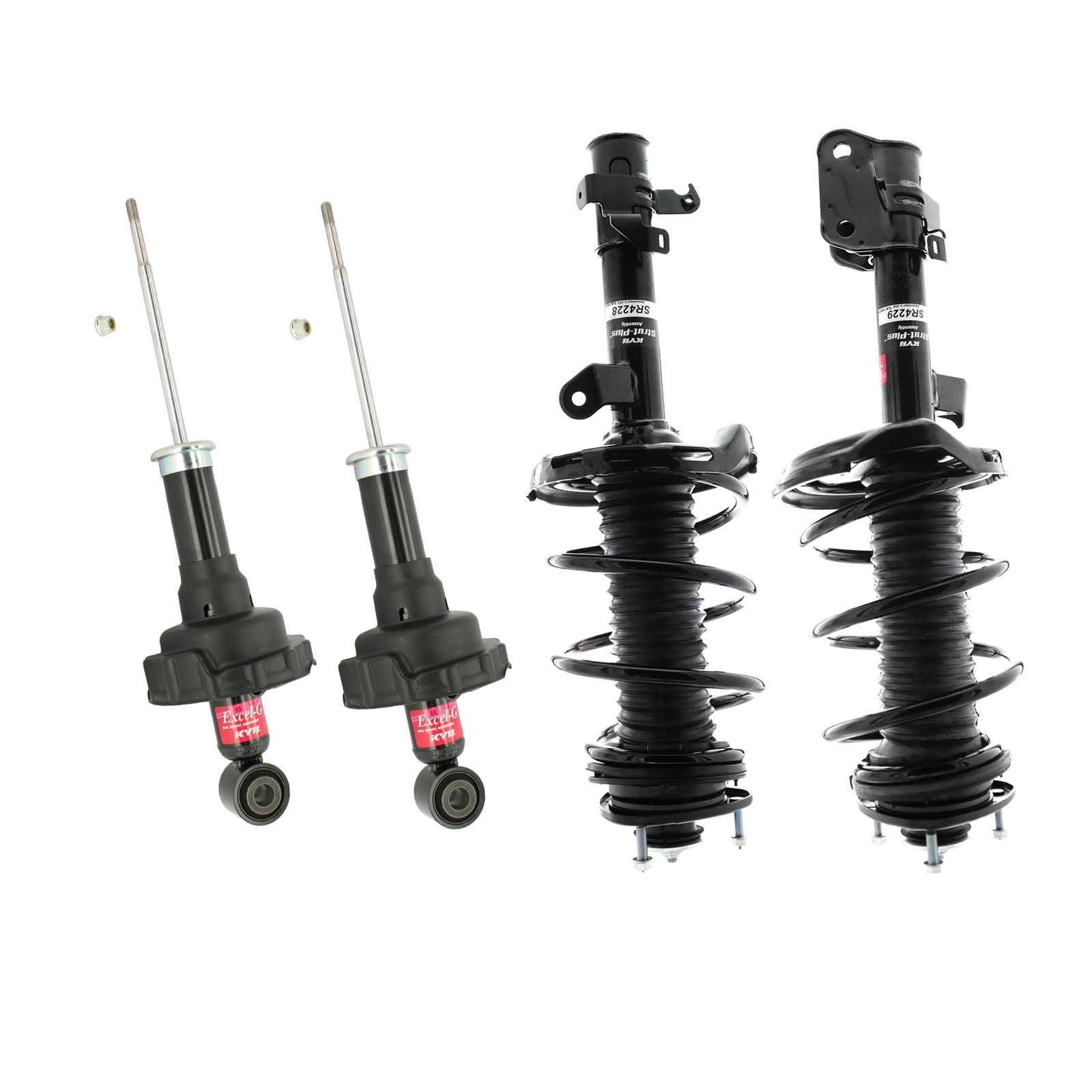 KYB Strut Plus Shocks & Spring Assembly + Rear Excel-G Shocks Set - 2006-2014 Honda Ridgeline AWD