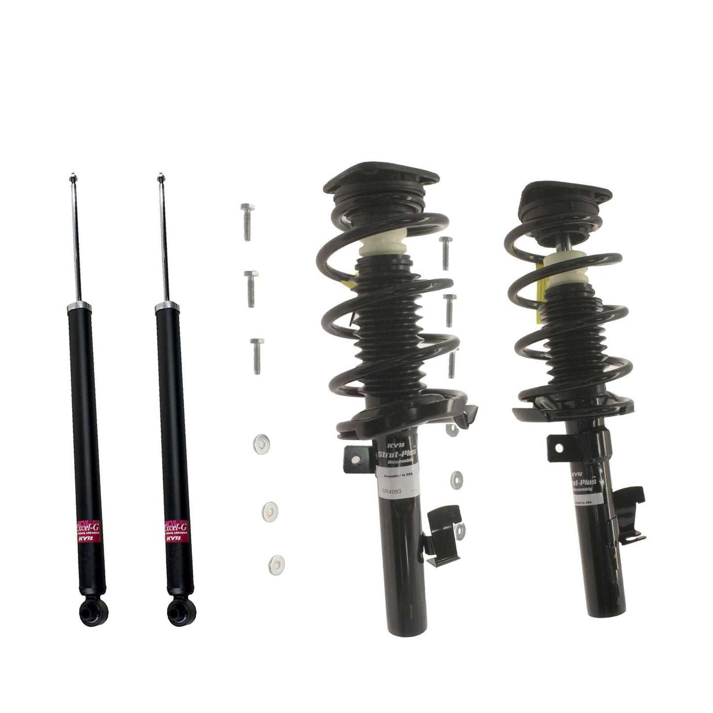 KYB Strut Plus Shocks & Spring Assembly + Rear Excel-G Shocks Set - 2004-2009 Mazda 3 FWD