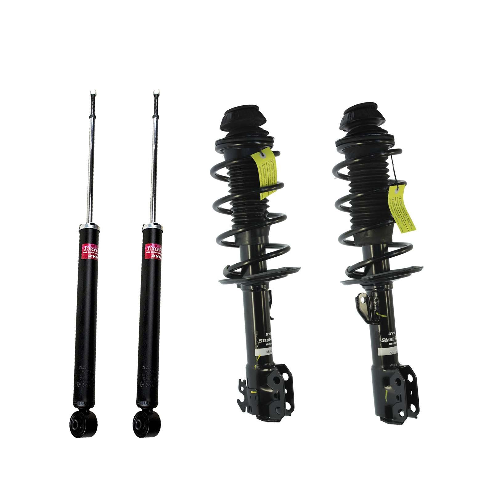 KYB Strut Plus Shocks & Spring Assembly + Rear Excel-G Shocks Set - 2006-2011 Toyota Yaris FWD