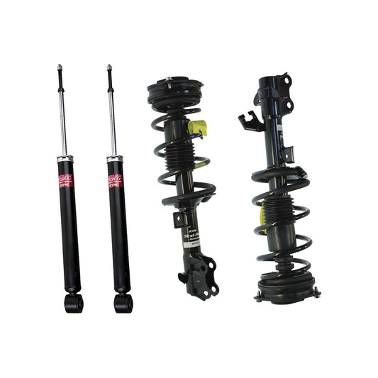 KYB Strut Plus Shocks & Spring Assembly + Rear Excel-G Shocks Set - 2007-2012 Nissan Versa FWD