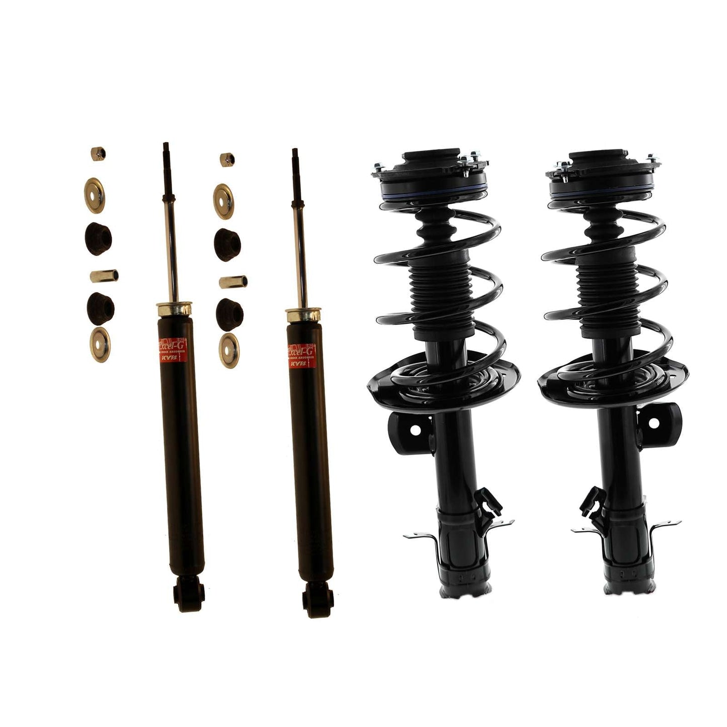 KYB Strut Plus Shocks & Spring Assembly + Rear Excel-G Shocks Set - 2014-2019 Nissan Sentra FWD