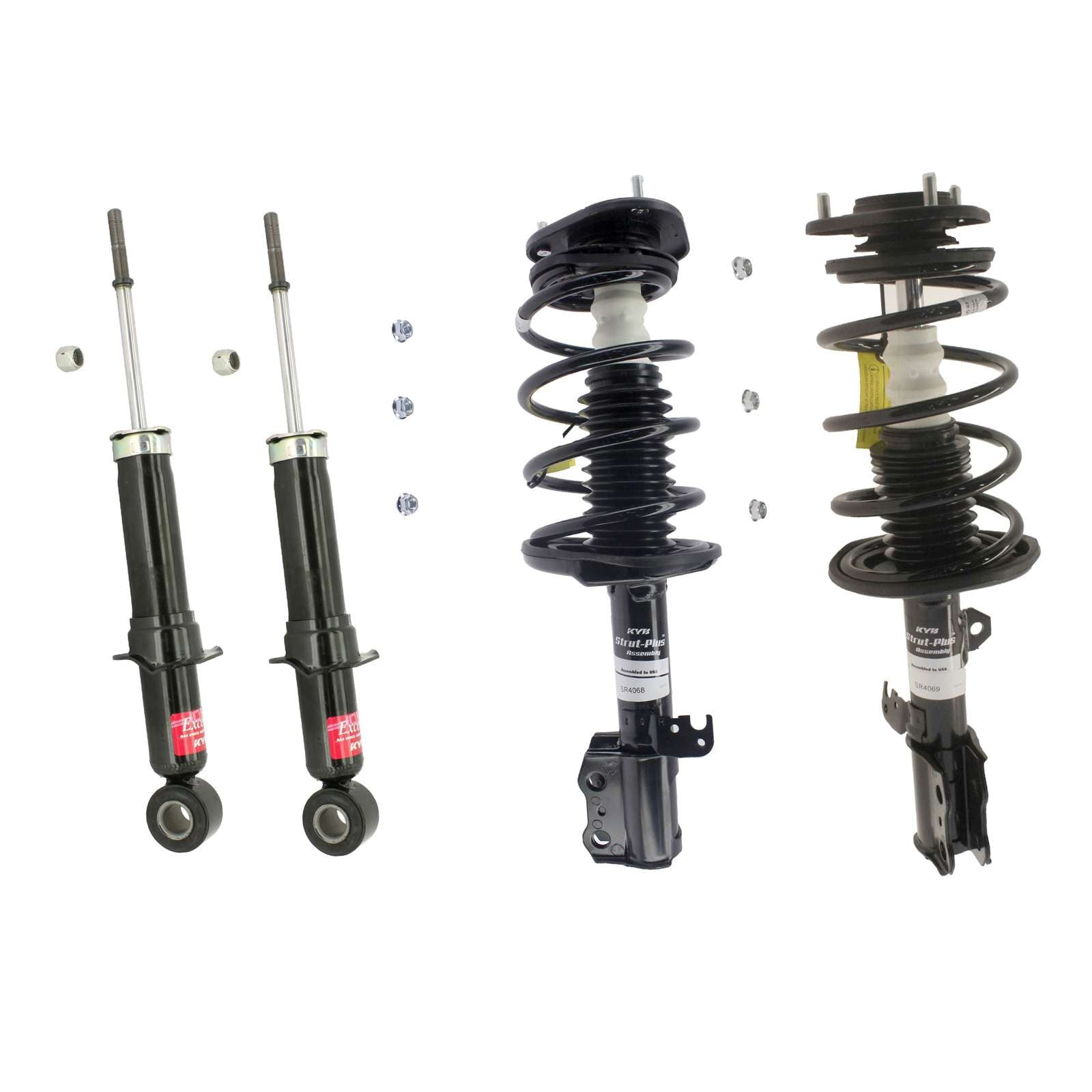 KYB Strut Plus Shocks & Spring Assembly + Rear Excel-G Shocks Set - 2003-2008 Toyota Corolla FWD