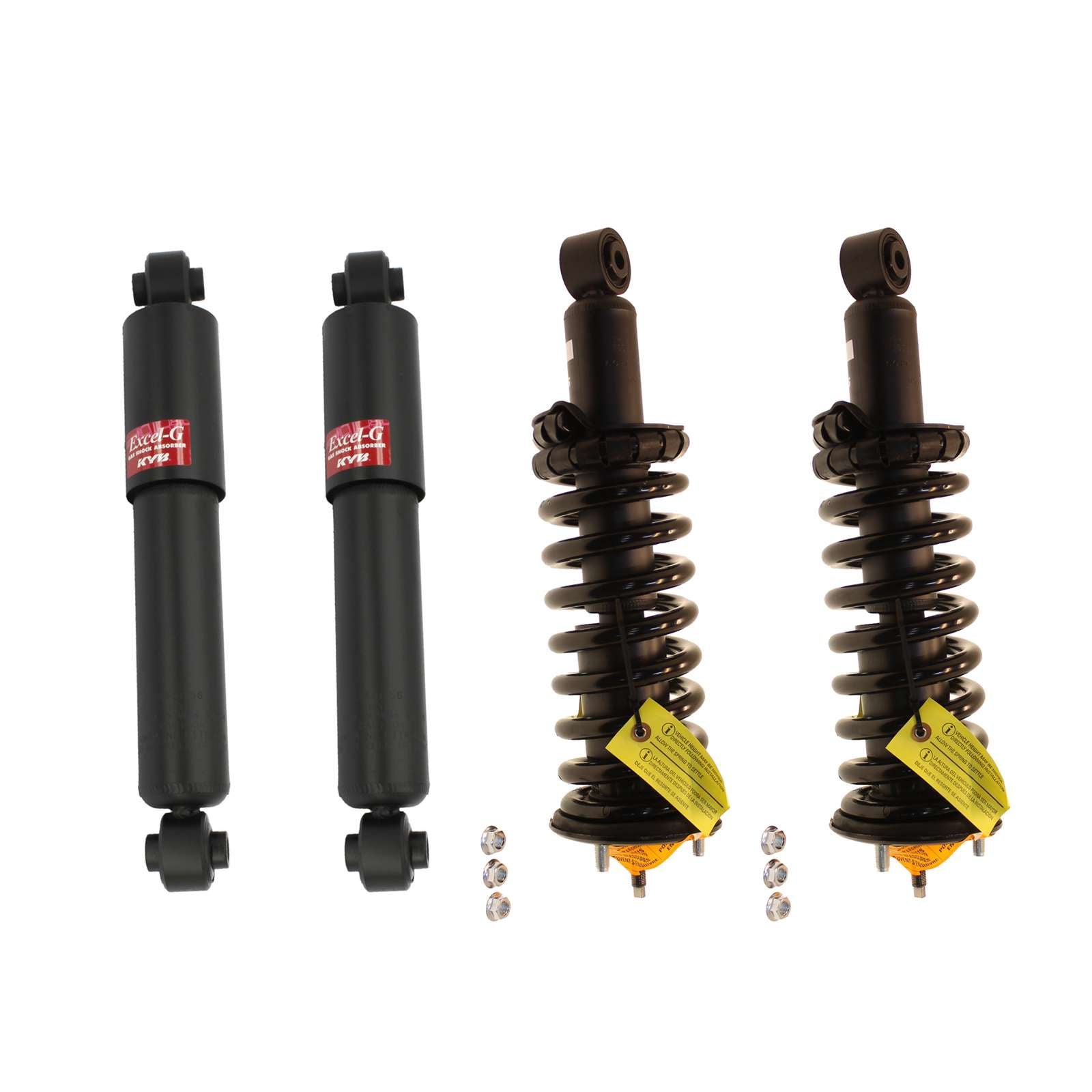 KYB Strut Plus Shocks & Spring Assembly + Rear Excel-G Shocks Set - 2005-2012 Nissan Pathfinder 4WD AWD RWD
