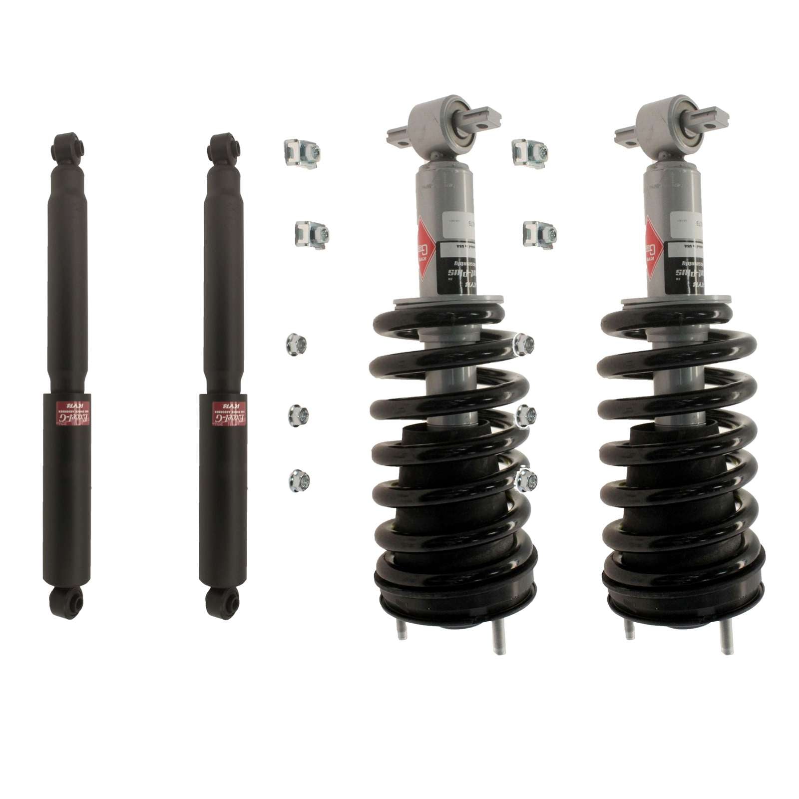 KYB Strut Plus Shocks & Spring Assembly + Rear Excel-G Shocks Set - 2007-2013 Chevrolet Avalanche 4WD AWD RWD