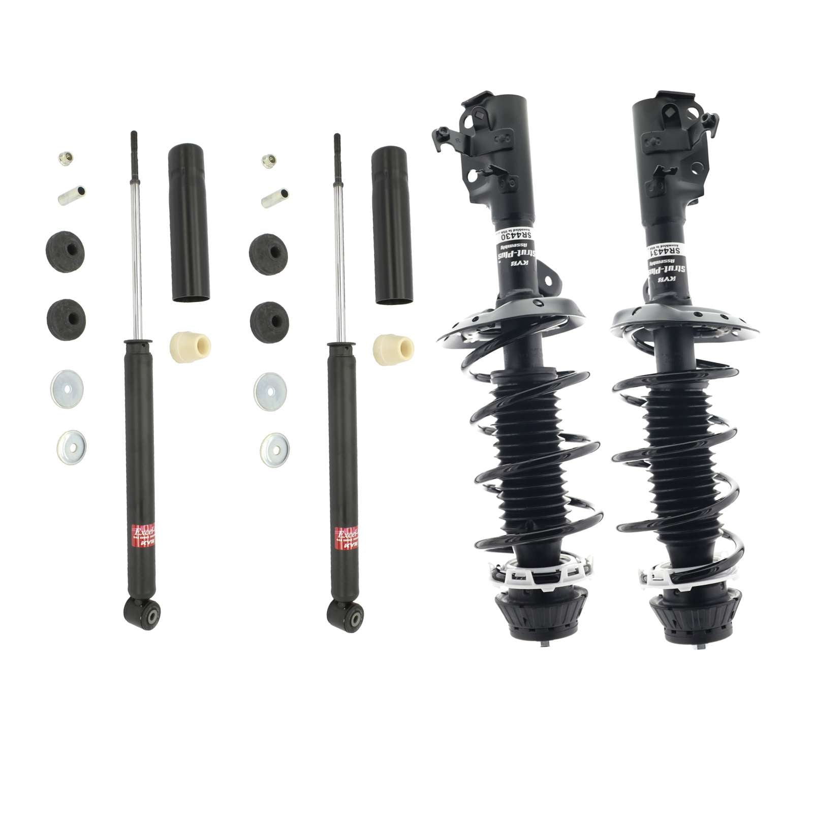 KYB Strut Plus Shocks & Spring Assembly + Rear Excel-G Shocks Set - 2009-2012 Honda Fit FWD