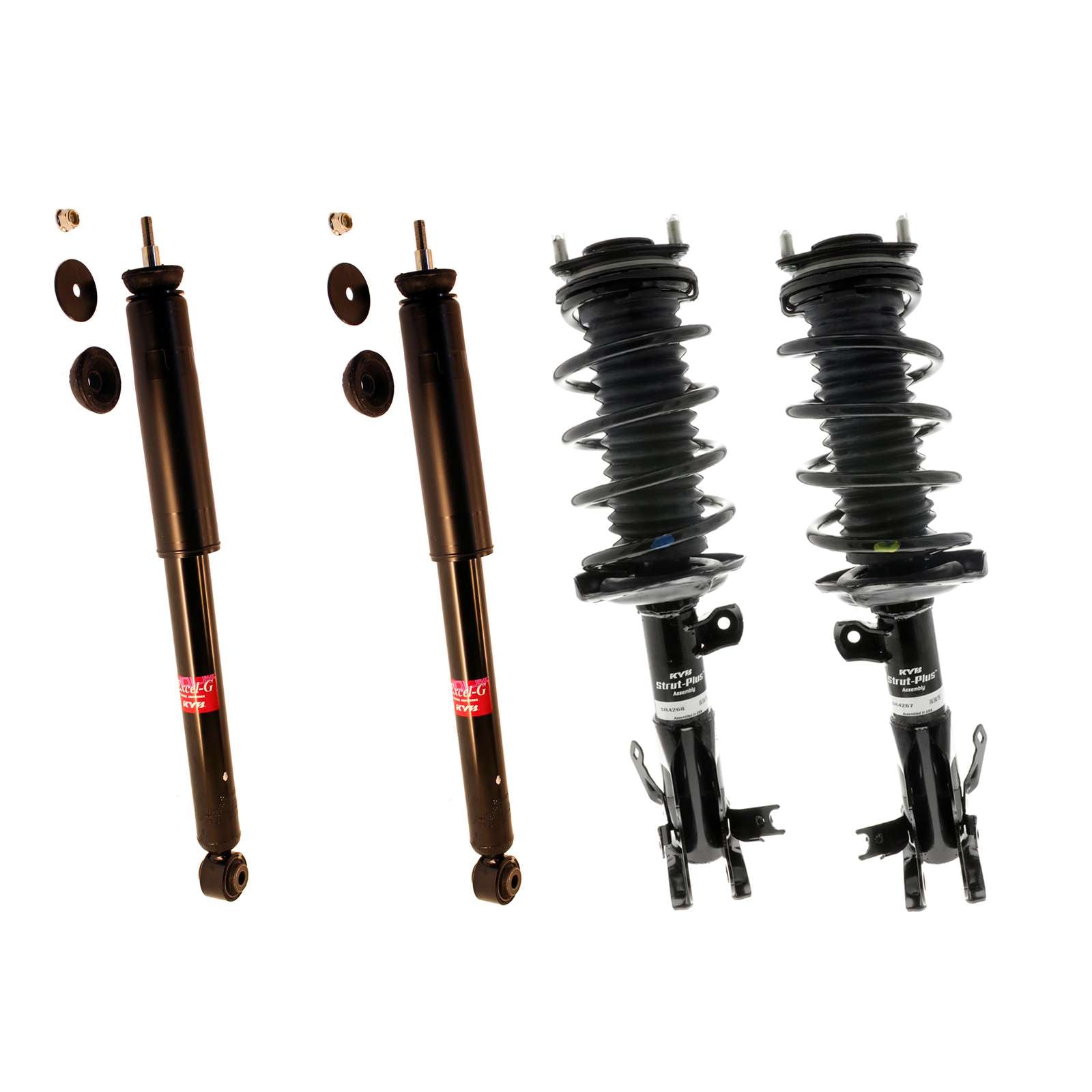 KYB Strut Plus Shocks & Spring Assembly + Rear Excel-G Shocks Set - 2012-2015 Honda Civic FWD