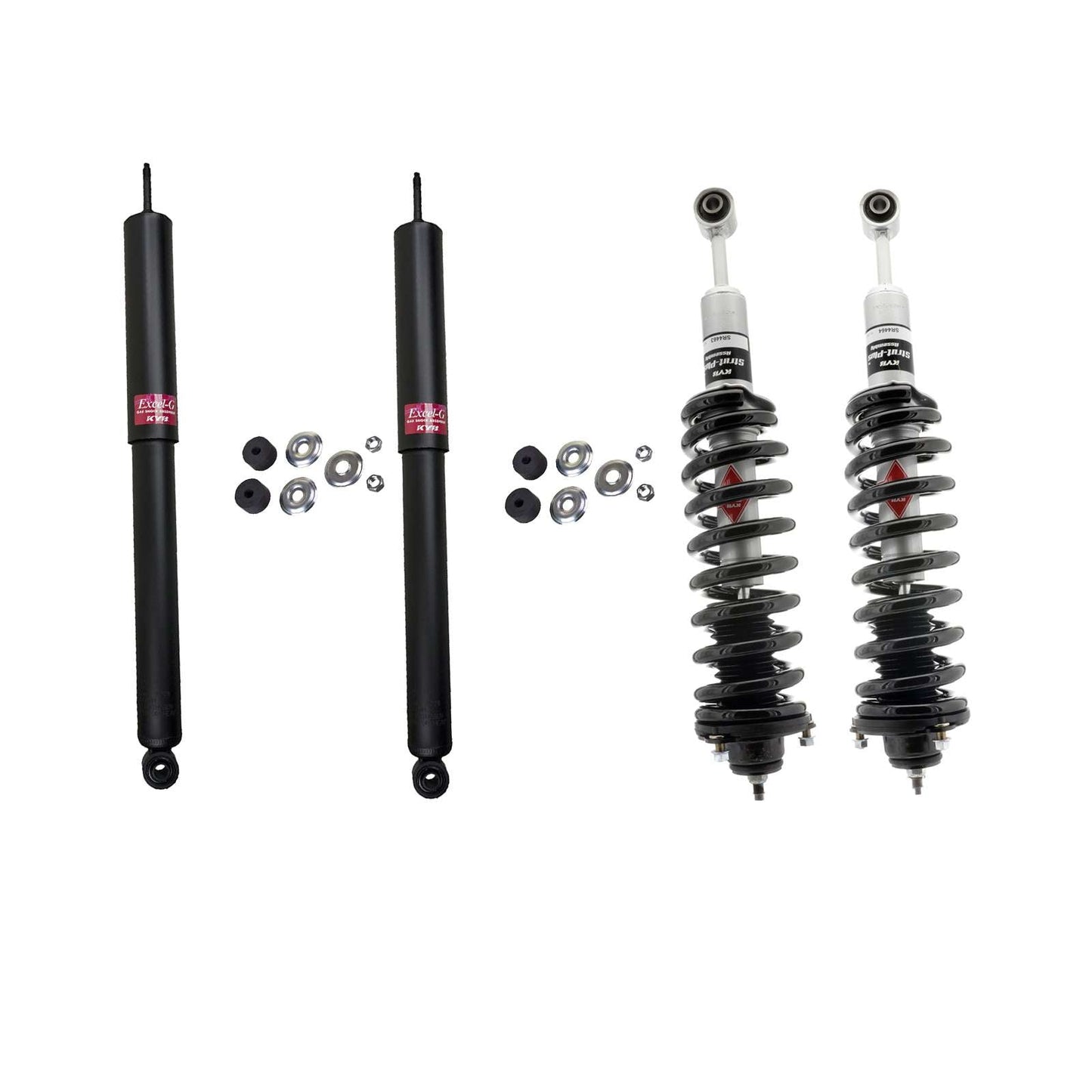 KYB Strut Plus Shocks & Spring Assembly + Rear Excel-G Shocks Set - 2005-2015 Toyota Tacoma 4WD
