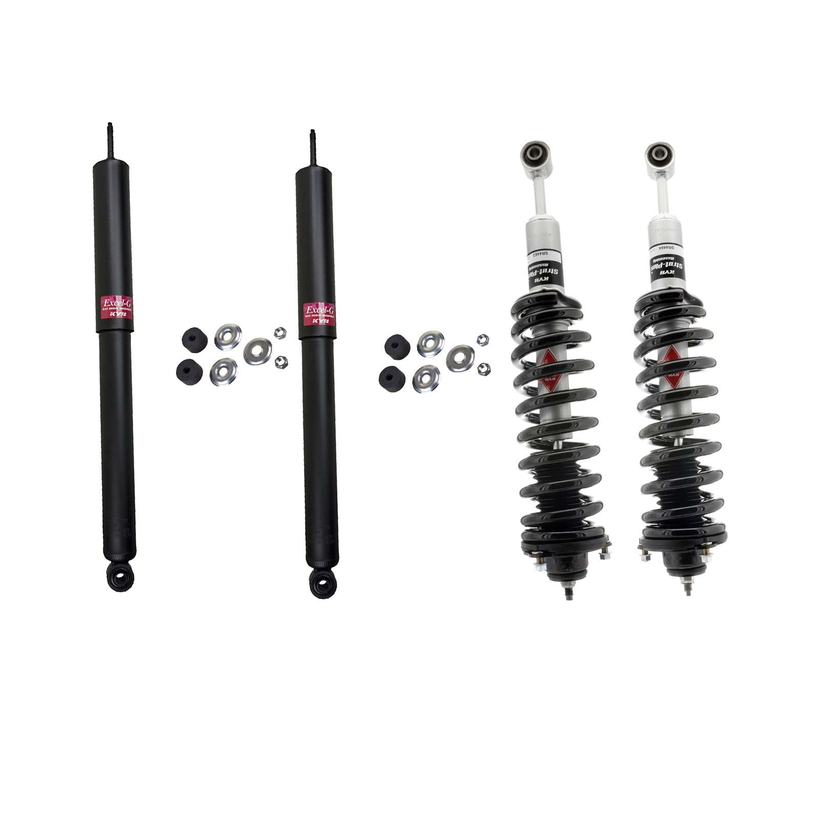 KYB Strut Plus Shocks & Spring Assembly + Rear Excel-G Shocks Set - 2005-2015 Toyota Tacoma 4WD