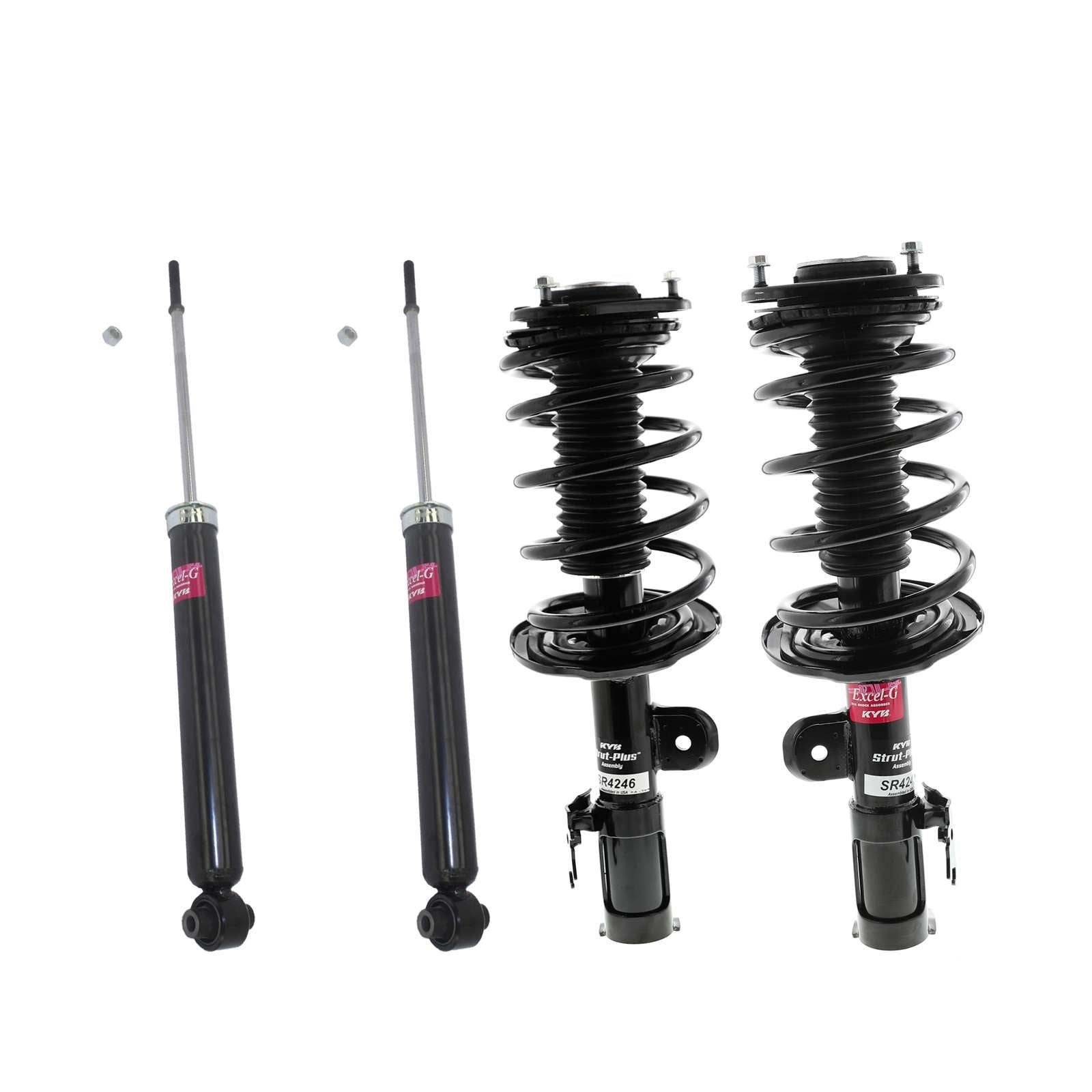 KYB Strut Plus Shocks & Spring Assembly + Rear Excel-G Shocks Set - 2012-2015 Toyota Prius Plug-In FWD