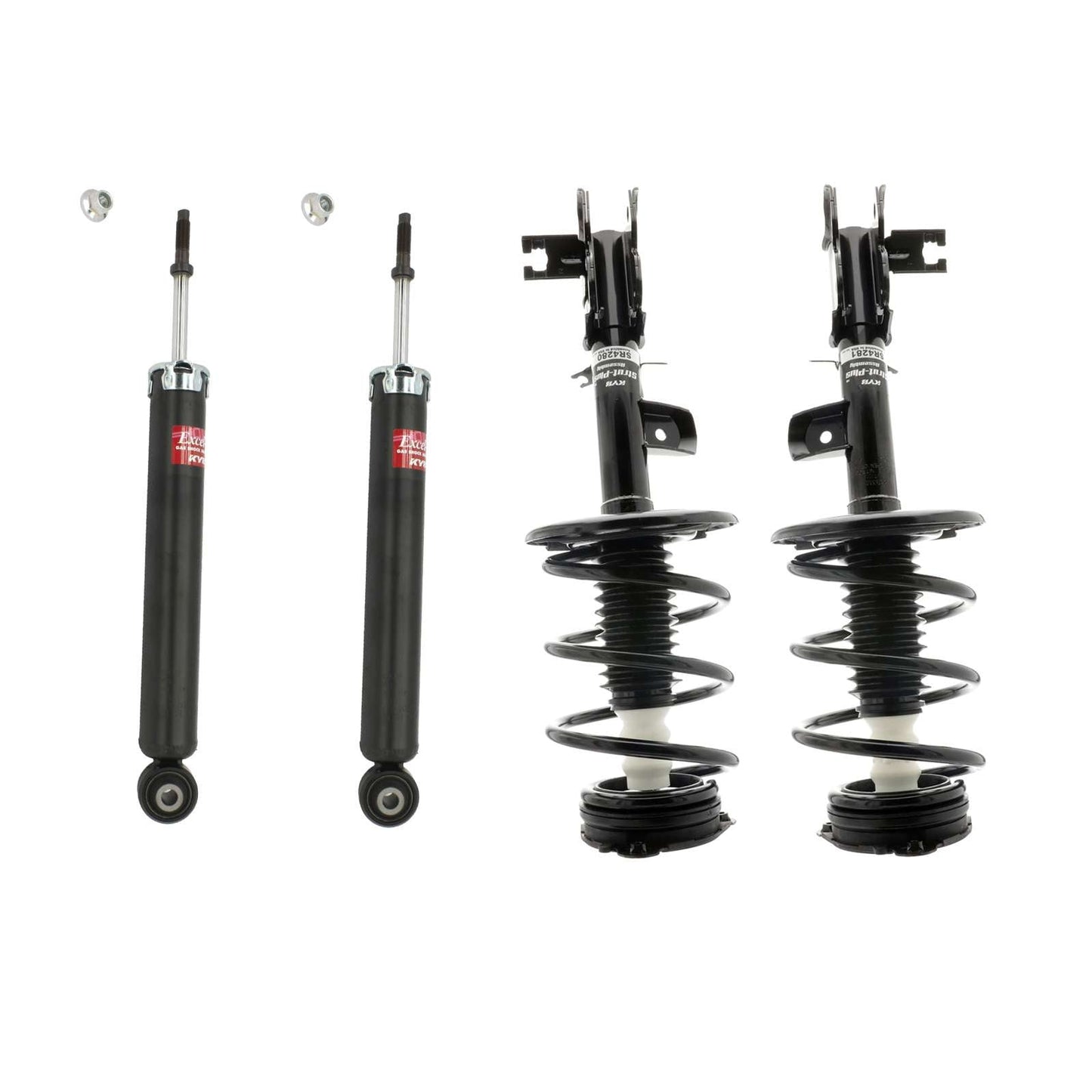 KYB Strut Plus Shocks & Spring Assembly + Rear Excel-G Shocks Set - 2009-2014 Nissan Murano AWD FWD