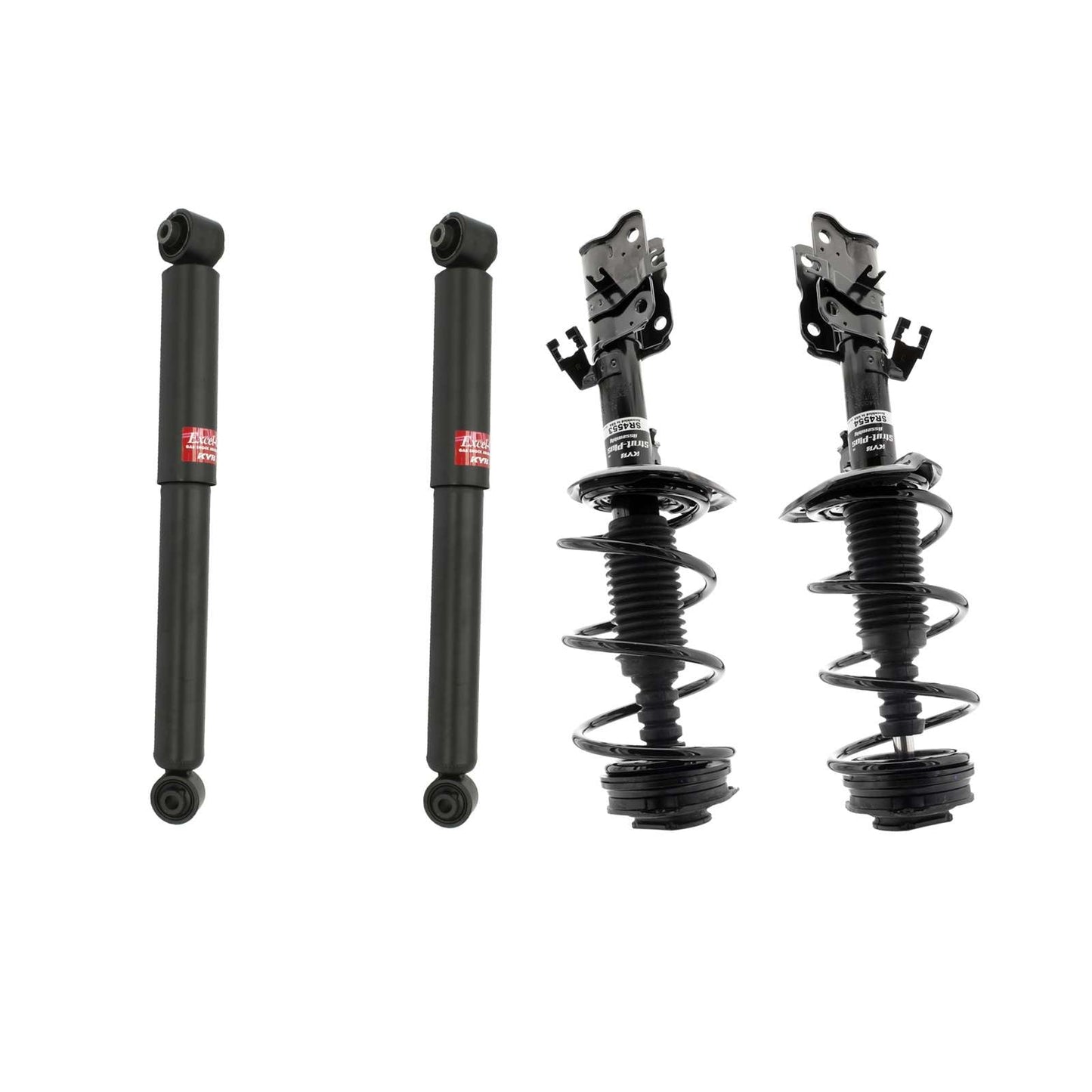 KYB Strut Plus Shocks & Spring Assembly + Rear Excel-G Shocks Set - 2014-2015 Nissan Rogue Select AWD FWD