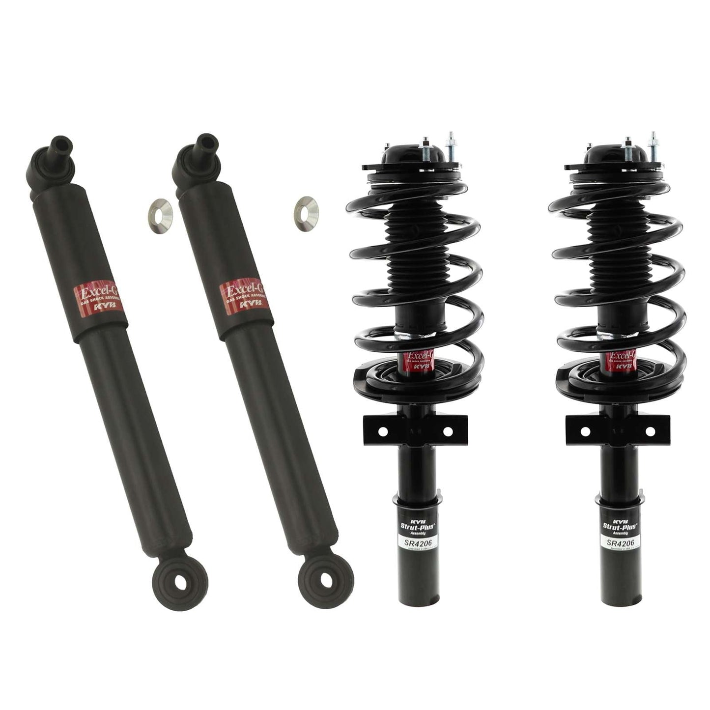 KYB Strut Plus Shocks & Spring Assembly + Rear Excel-G Shocks Set - 2007-2012 GMC Acadia AWD FWD