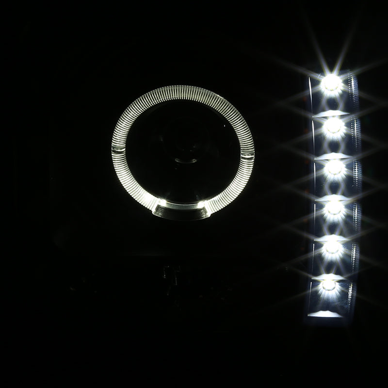 1997-2001 Jeep Cherokee Halo Projector Headlights w/ SMD LED Light Strip (Black Housing/Smoked Lens)
