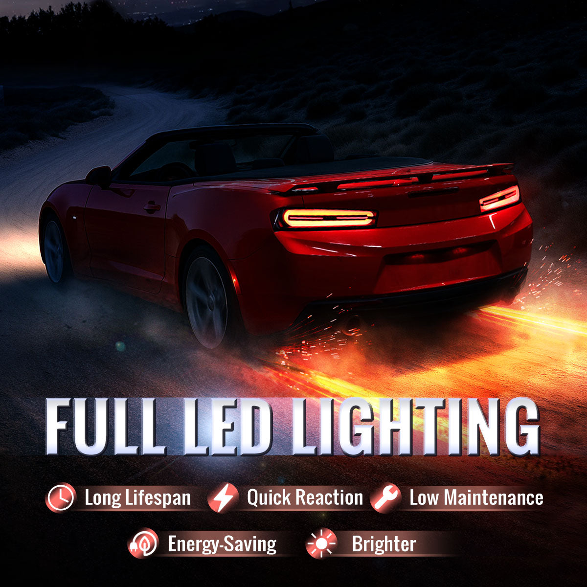 2016-2018 Chevrolet Camaro Full LED Sequential Tail Light (Glossy Black Housing / Smoked Lens)