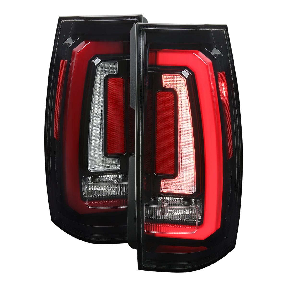 2007-2014 Chevrolet Tahoe/Suburban / 2007-2014 GMC Yukon/Yukon Denali LED Sequential Turn Signal Tail Lights (Jet Black Housing/Clear Lens)