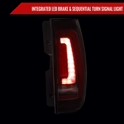 2007-2014 Chevrolet Tahoe/Suburban / 2007-2014 GMC Yukon/Yukon Denali Red LED Sequential Turn Signal Tail Lights (Matte Black Housing/Clear Lens)
