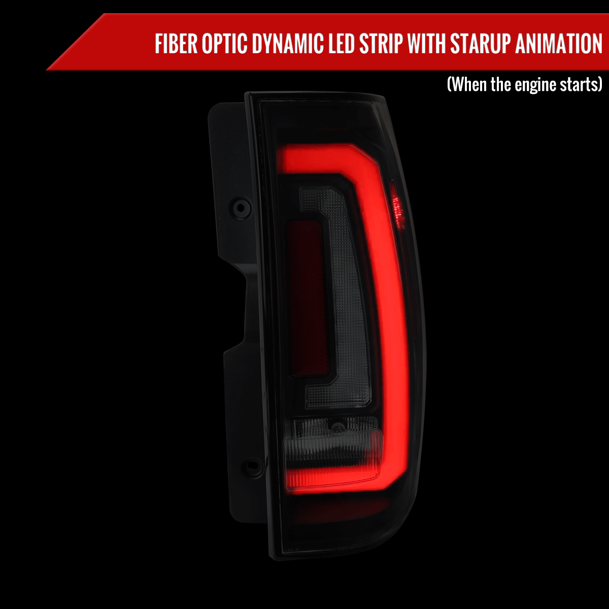 2007-2014 Chevrolet Tahoe/Suburban / 2007-2014 GMC Yukon/Yukon Denali Red LED Sequential Turn Signal Tail Lights (Matte Black Housing/Clear Lens)