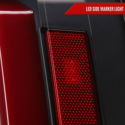 2007-2014 Chevrolet Tahoe/Suburban / 2007-2014 GMC Yukon/Yukon Denali Red LED Sequential Turn Signal Tail Lights (Matte Black Housing/Clear Lens)