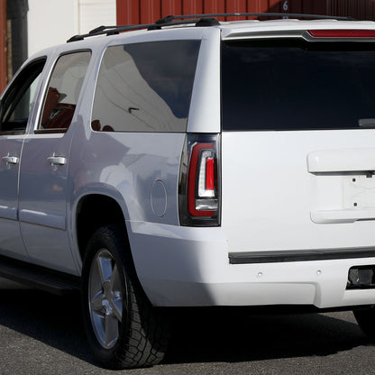2007-2014 Chevrolet Tahoe/Suburban / 2007-2014 GMC Yukon/Yukon Denali Red LED Sequential Turn Signal Tail Lights (Matte Black Housing/Clear Lens)
