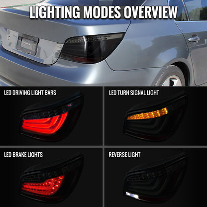 2008-2010 BMW E60 5 Series Sedan LED Tail Lights (Glossy Black Housing/Smoked Lens)